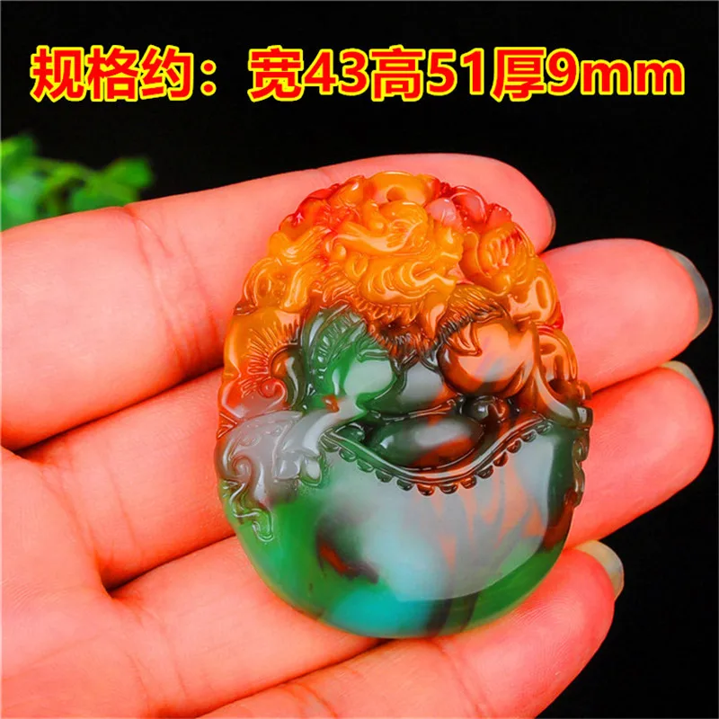 Синьцзян Хэтянь нефритовый золотой шелк красочный нефрит Кирин ожерелье кулон