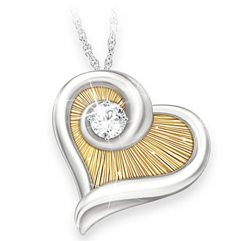 

Women's Exquisite Fashion Heart Pendant Necklace Zircon Light Luxury Wedding Couple Party Valentine's Day Gift Jewelry Wholesale