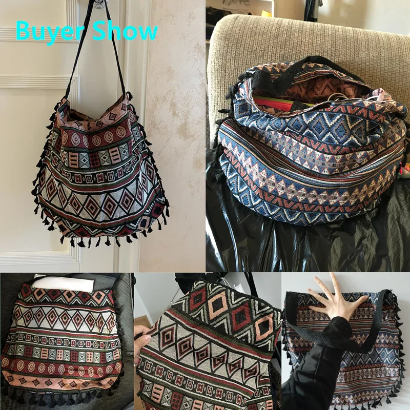New Vintage Bohemian Fringe Shoulder Bag Women Tassel Boho Hippie Gypsy Fringed Women's Handbags 2022 Messenger Bag Open Bags images - 6