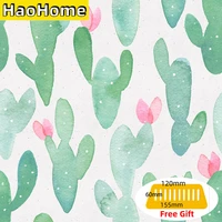 haohome cactus peel and stick wallpaper removable for lockers greenpink vinyl self adhesive contact paper bedroom decor
