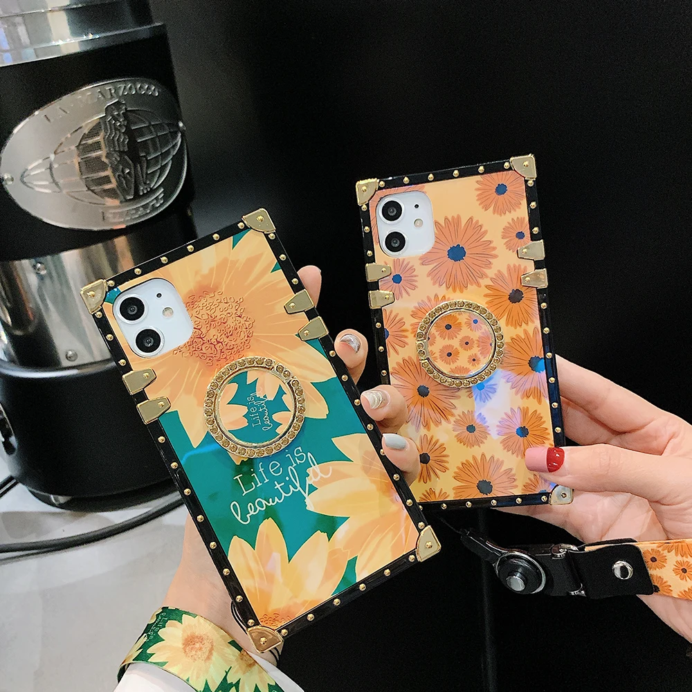 Квадратный чехол с рисунком подсолнуха для Samsung A50 A70 S10 Plus Note 10 9 8 Lite A30 A20 S20 Ultra |