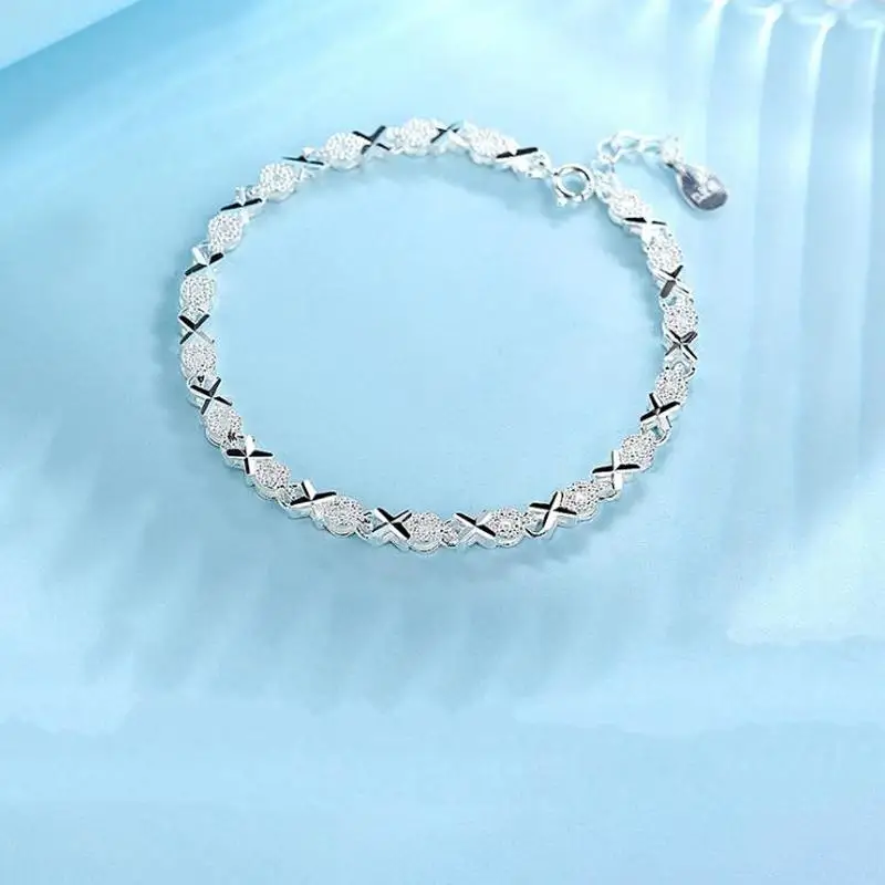 2019 Top Quality 925 Sterling Silver Bracelets For Women Wedding Accessories Lady Fahsion Zircon Geometric Bracelet Girl Gift | Украшения и