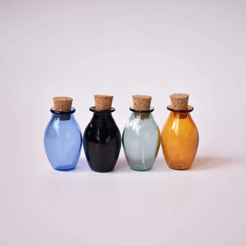 3pcs Wine Jar Shape Color Christmas Wish Bottles Small Empty Cork Glass Vials For Holiday Wedding home Decoration Gifts | Дом и сад