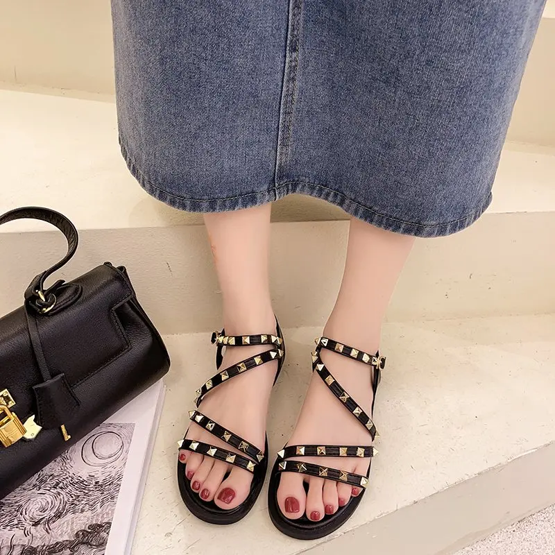 

Women's sandals 2021 new rivet women's sandals casual commuter party women's sandals open toe shoes