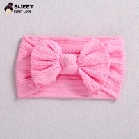 new solid nylon headbands for baby girl cable knit bow hair bands for children elastic kids headwrap baby hair accessories 2021