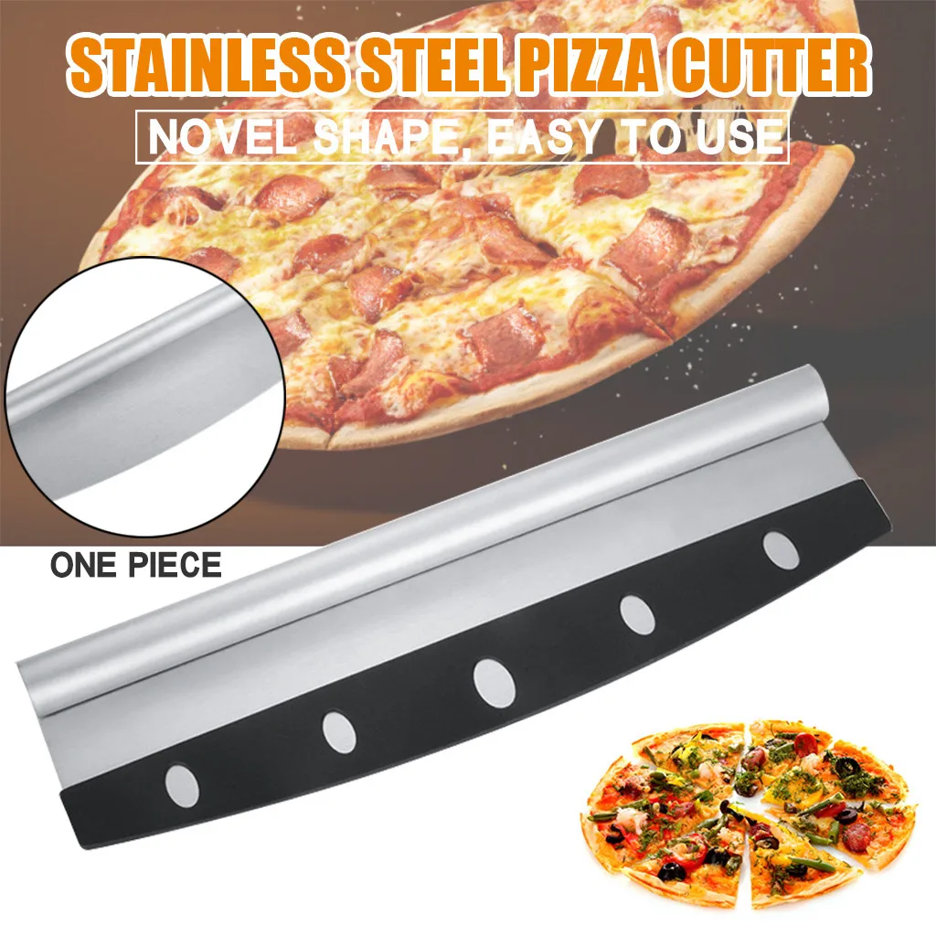 

Stainless Steel Cutter Pizza Knife Cake Tools Semicircle Pizza With Protective Cover Ideal for Pizza, Pies, Waffles and Dough