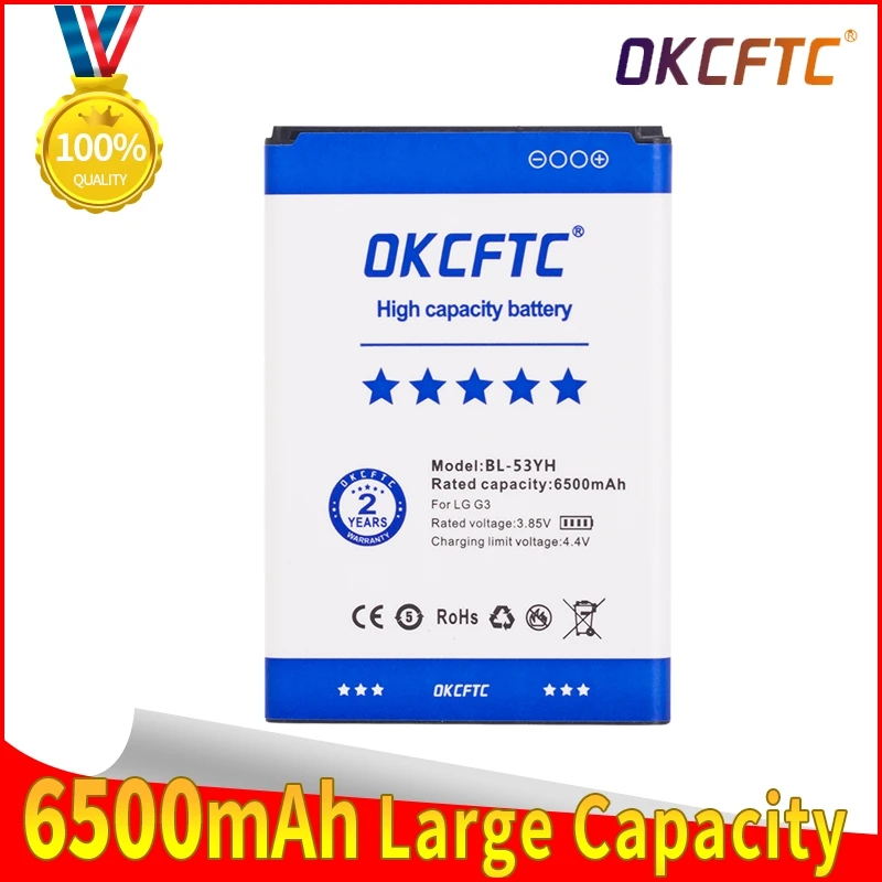 

Original OKCFTC Battery For LG G4 G3 G5 V10 Google Nexus 5 BL-53YH BL-51YF BL-42D1F BL-45B1F BL-T9 Real High Capacity Bateria