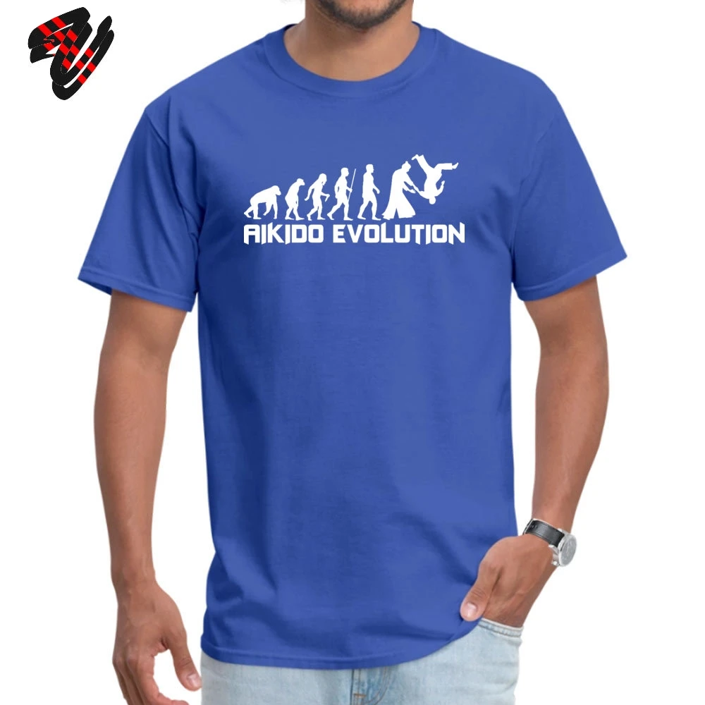 Aikido Evolution хлопковая ткань мужские футболки с короткими рукавами уличные футболки на День отца Топ для отдыха футболка простой с круглым воротом Футболка - Цвет: Blue