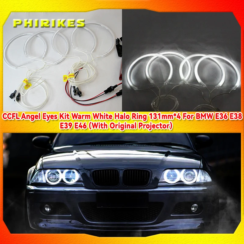 

CCFL Angel Eyes Kit Warm White Halo Ring 131mm*4 For BMW E36 E38 E39 E46 (With Original Projector)