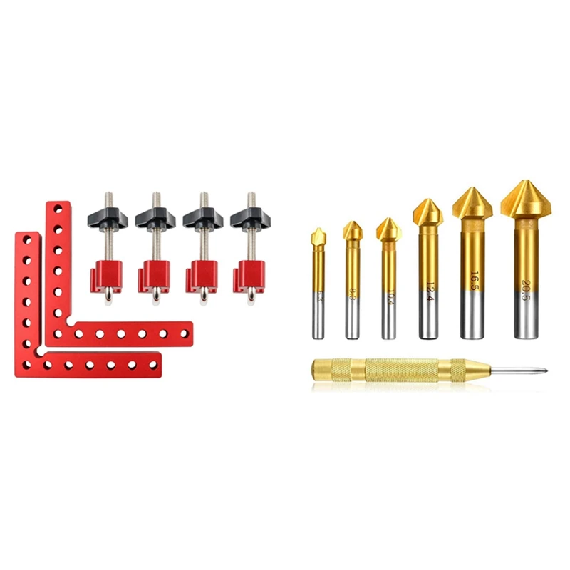 

2 шт. 5,5 дюйма позиционирование квадратов деревообрабатывающие прямоугольные зажимы с 7 шт. набор зенкеров из быстрорежущей стали