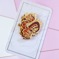 genshin impacts morax enamel pins cartoon zhong li prototype animal dragon brooch accessories anime fans collect badge jewelry