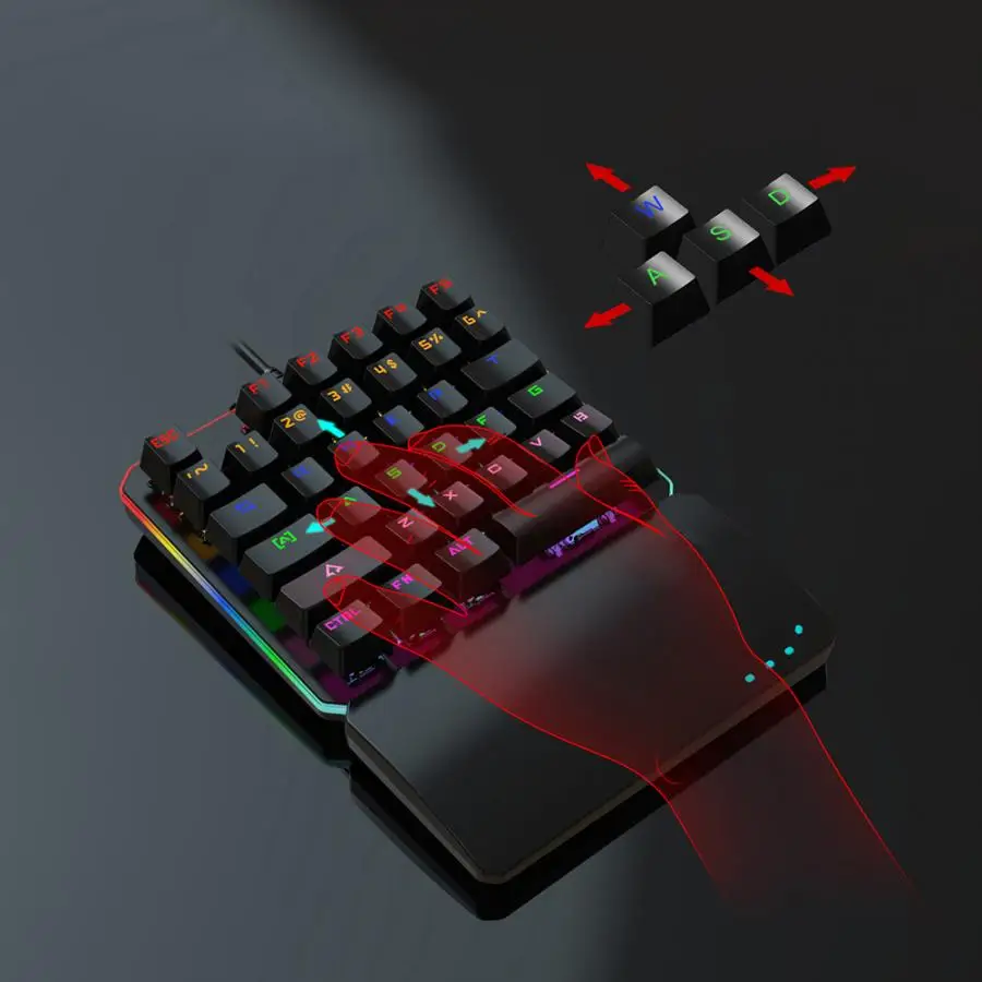 Механическая игровая клавиатура 35 клавиш проводная с подсветкой для одной руки
