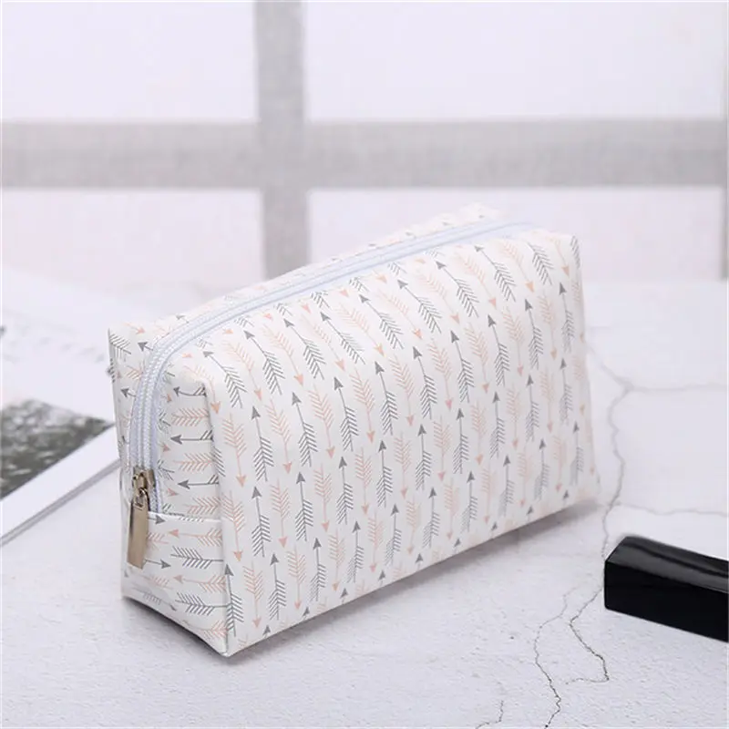

Useful PU Leather Cosmetic Bag Cartoon Print Organizer makeup bag Toiletry Women Makeup Box Make Up Case Beauty Storage Wash Bag