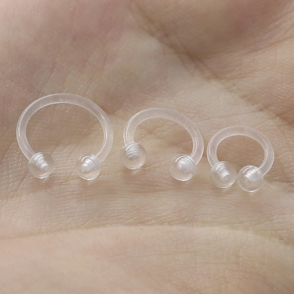 1 шт. прозрачные акриловые подковы гибкие перегородки носа кольца хрящевой
