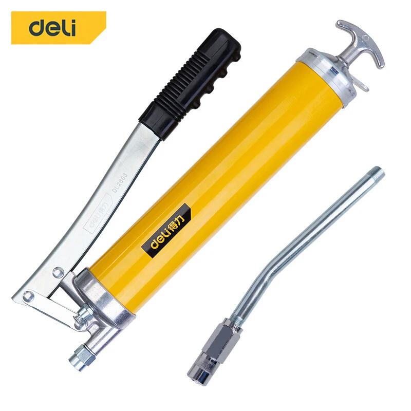 Deli Grease Gun Oil Can Lubrication High Pressure Pump Oiler Lubricating Oil Machine 400CC Car Clear Repair Hand Tool