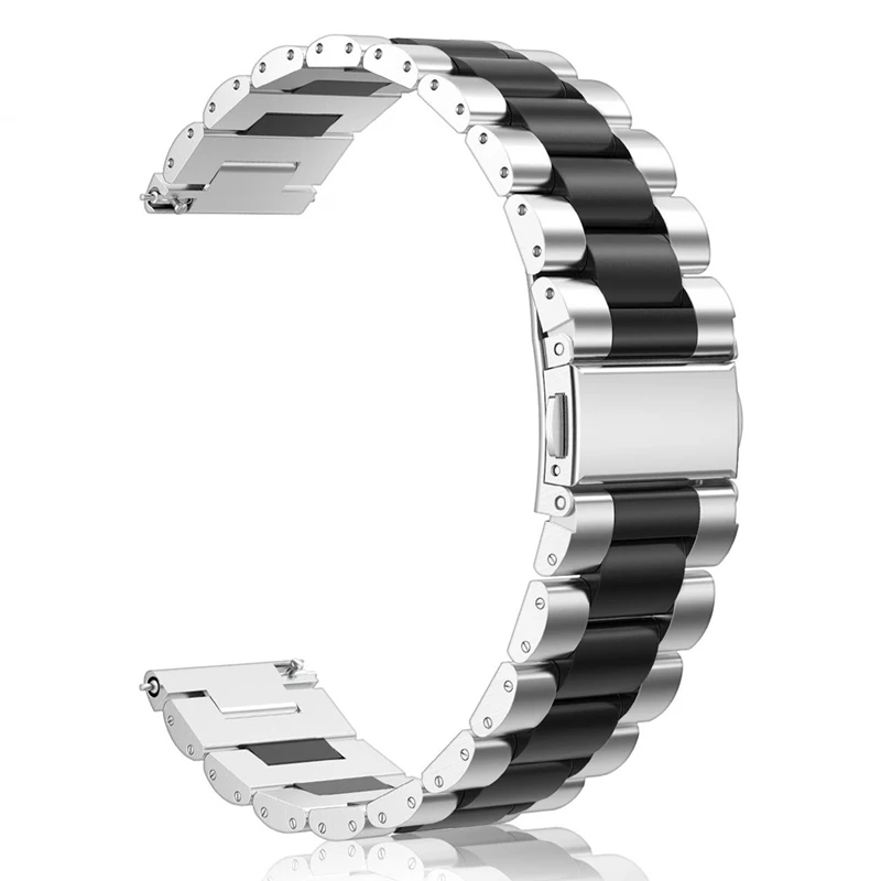 silver black Ремешок для Galaxy Watch Active 2 40 мм 44 мм 20 мм металлический браслет из нержавеющей стали ремешок на запястье для samsung Galaxy Watch active2 - Цвет ремешка: silver black