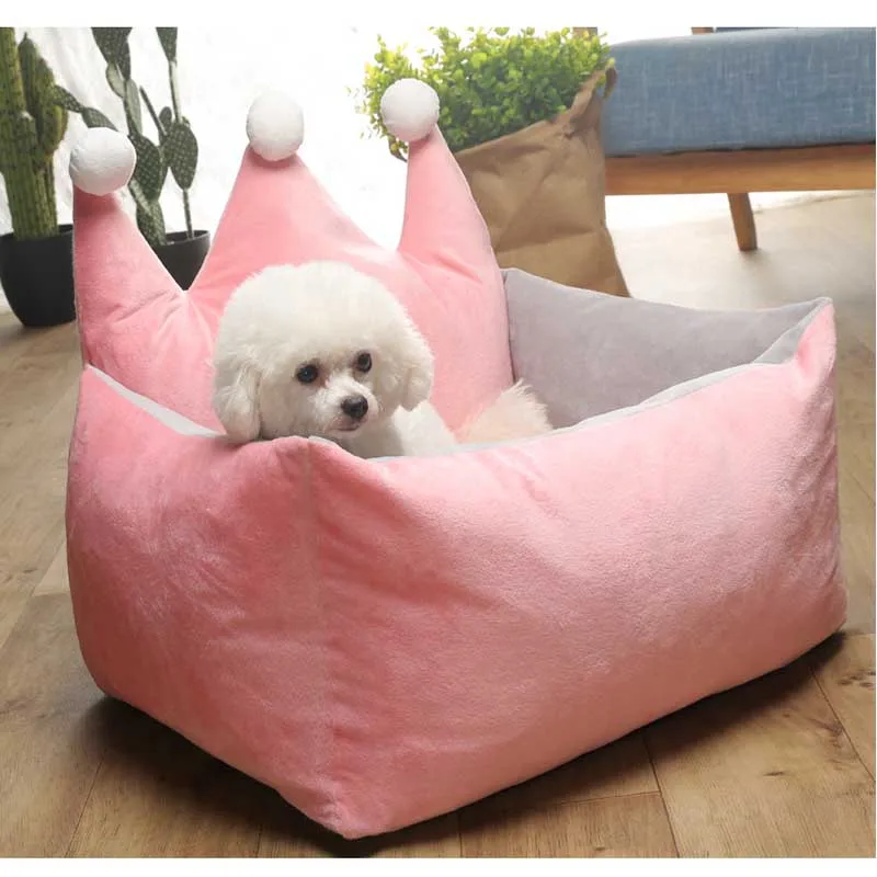 pink Коралловый флис зимняя одежда для собак матрас кровать съемный щенок спальное место диван с мячом кошка гнездо диван кошки матрас - Цвет: pink