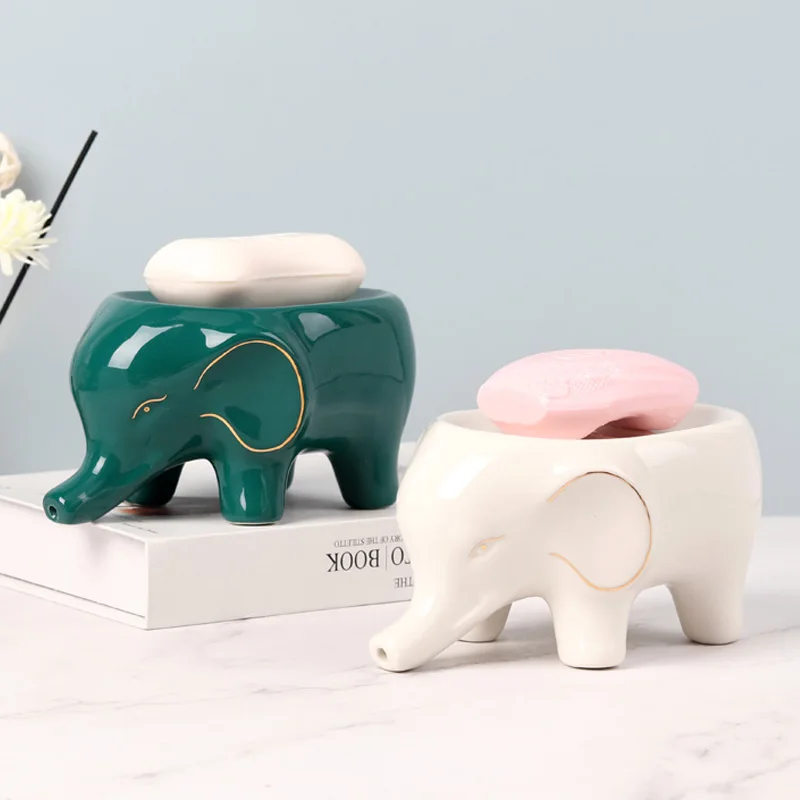 

Cute Cartoon Elephant Soap Holder, Ceramic Dish Holder, Bathroom Artistry Soap Tray, Toilet Accessories