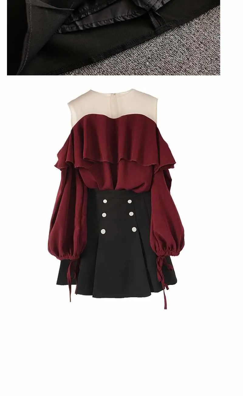 

2020 Spring Autumn Women knitted Pullover Sweater Tops +A Line Draped Solid Skirt Two Piece Sets Female Ruffles Casual Suit Y39