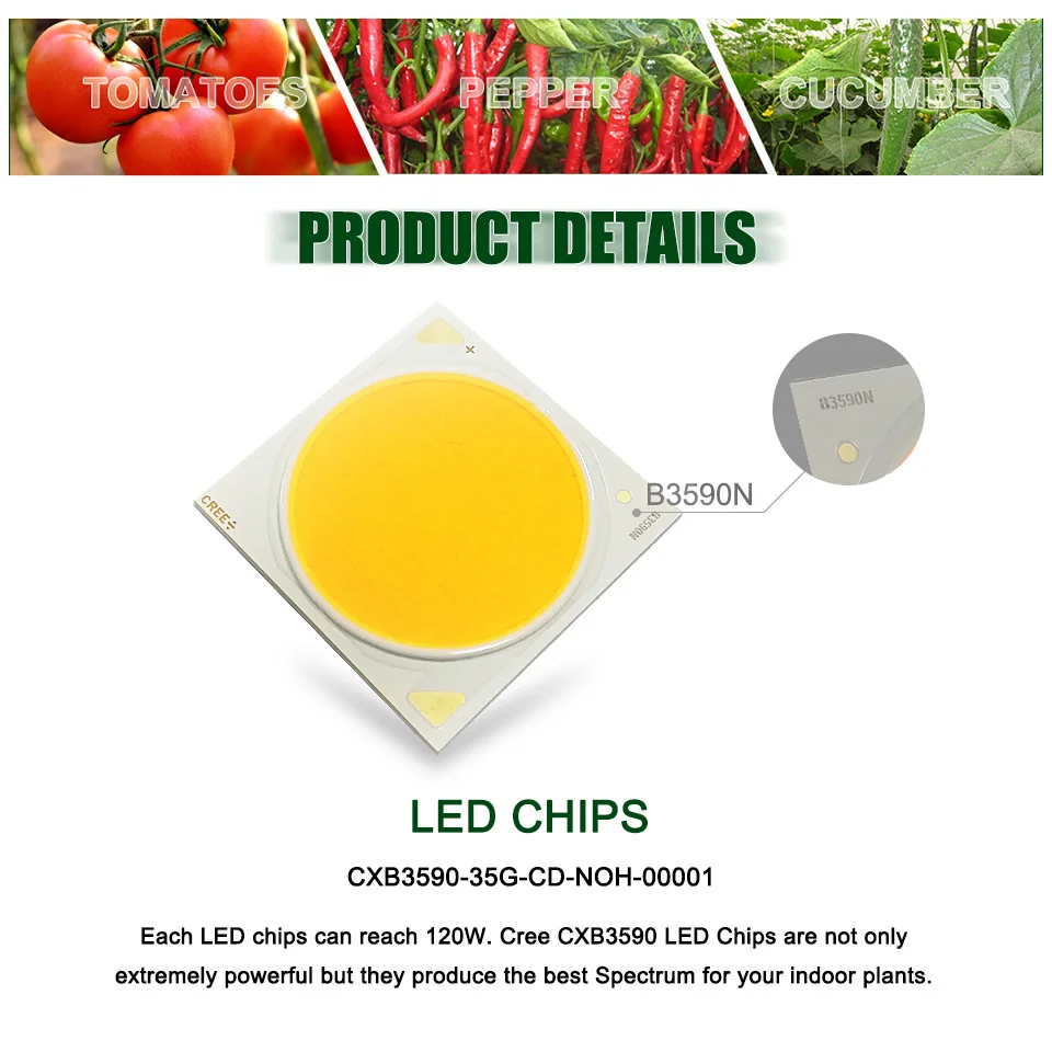 Dimmable CREE CXB3590 COB LED Plant Grow Light Full Spectrum 600W 3500K 72000LM = HPS 1000W for Indoor Growth Lighting | Освещение
