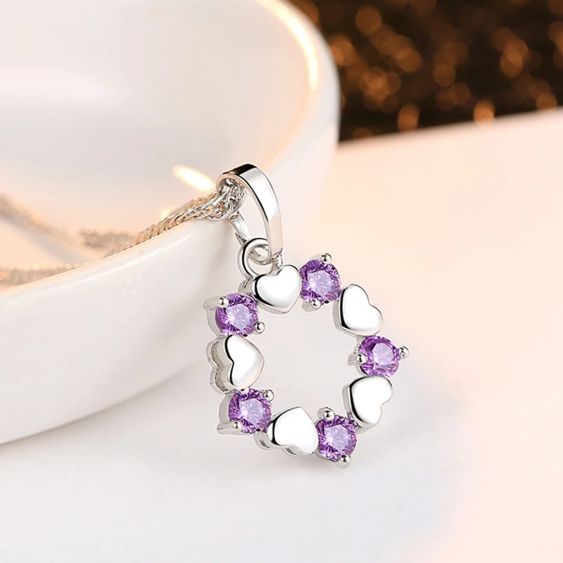 Ожерелье женское из серебра 925 пробы с кулоном в виде сердца|Ожерелья| |