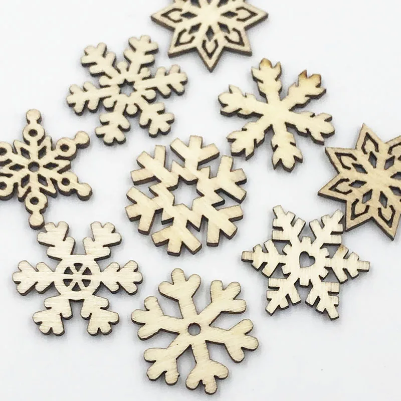10/50/100 шт деревянные штук фестиваль Рождественские снежинки с трехмерной