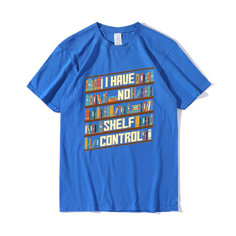 

Unisex Short Sleeve T-Shirt High Quality Cotton Lover Book Design Vintage Funny No Control Shelf Novelty