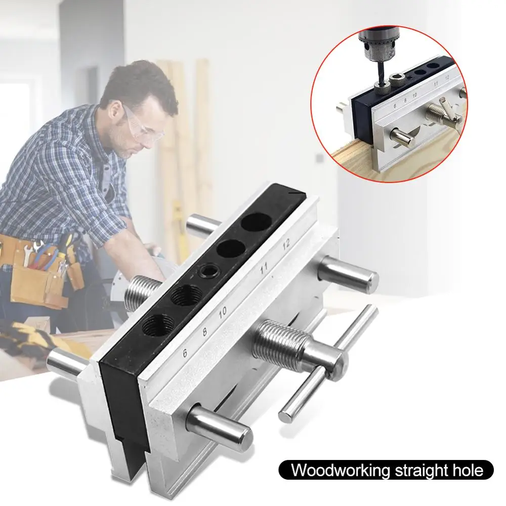 Джиг направитель сверла 3 в 1 Деревообработка устройство Doweling комплект