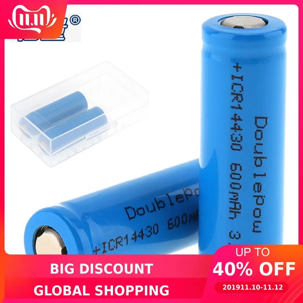 2 шт doulepow 600mAh 3 7 V 14430 литий-ионная аккумуляторная батарея с предохранительным