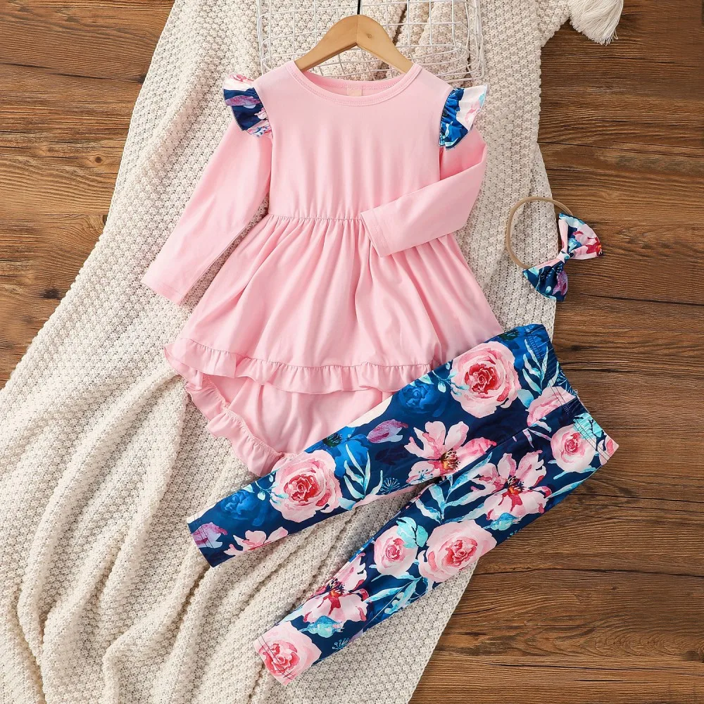 

Infant Clothing Set Spring And Autumn Heart Print Baby Girls Long Sleeve T Shirt Pants Kids Toddler Children Tops Outfits