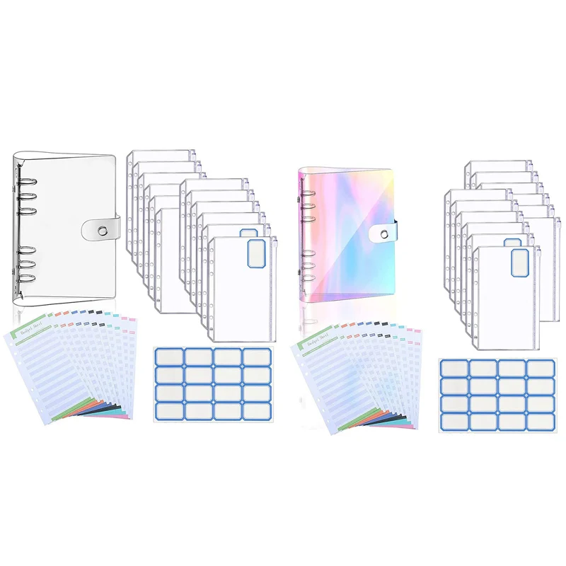 

A6 Budget Binder Cover With 12Pcs 6 Hole Cash Envelopes, 12 Budget Sheets, 16 Labels, Binder Cover