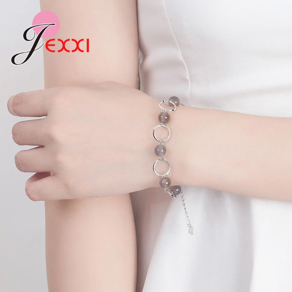 Браслет женский из стерлингового серебра 925 пробы с ониксом и кристаллами |