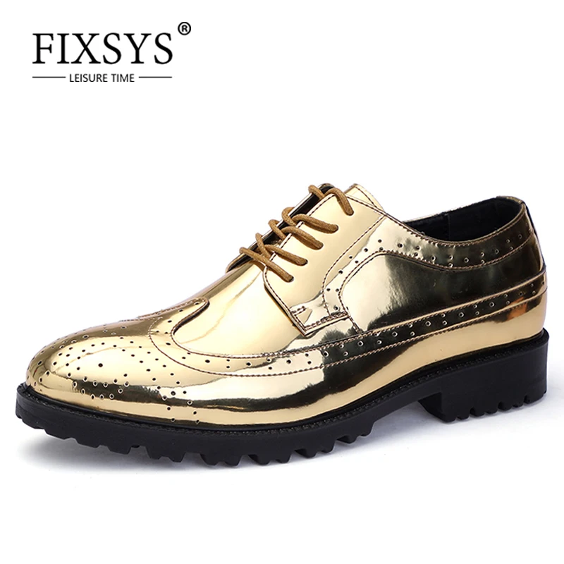 FIXSYS/роскошные мужские официальные Туфли броги золотистого цвета Модельные туфли
