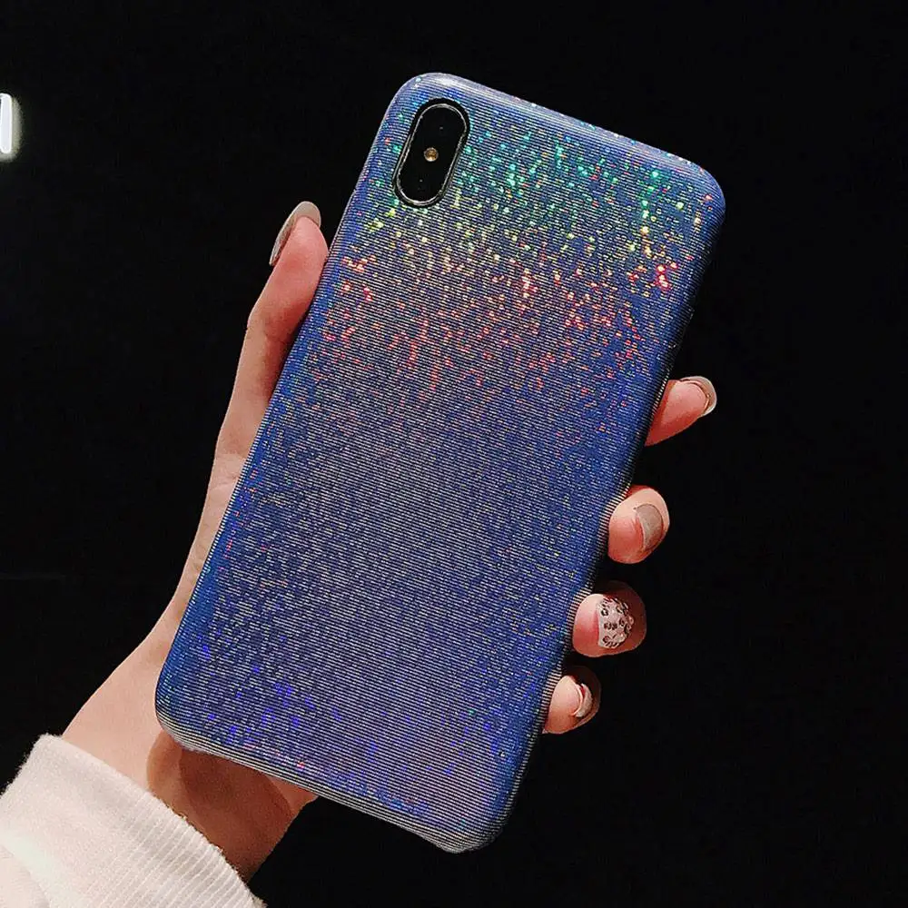 KISSCASE мягкие блестящие градиентные лазерные Чехлы для iPhone X XS Max XR силиконовые 8 7 6 6S