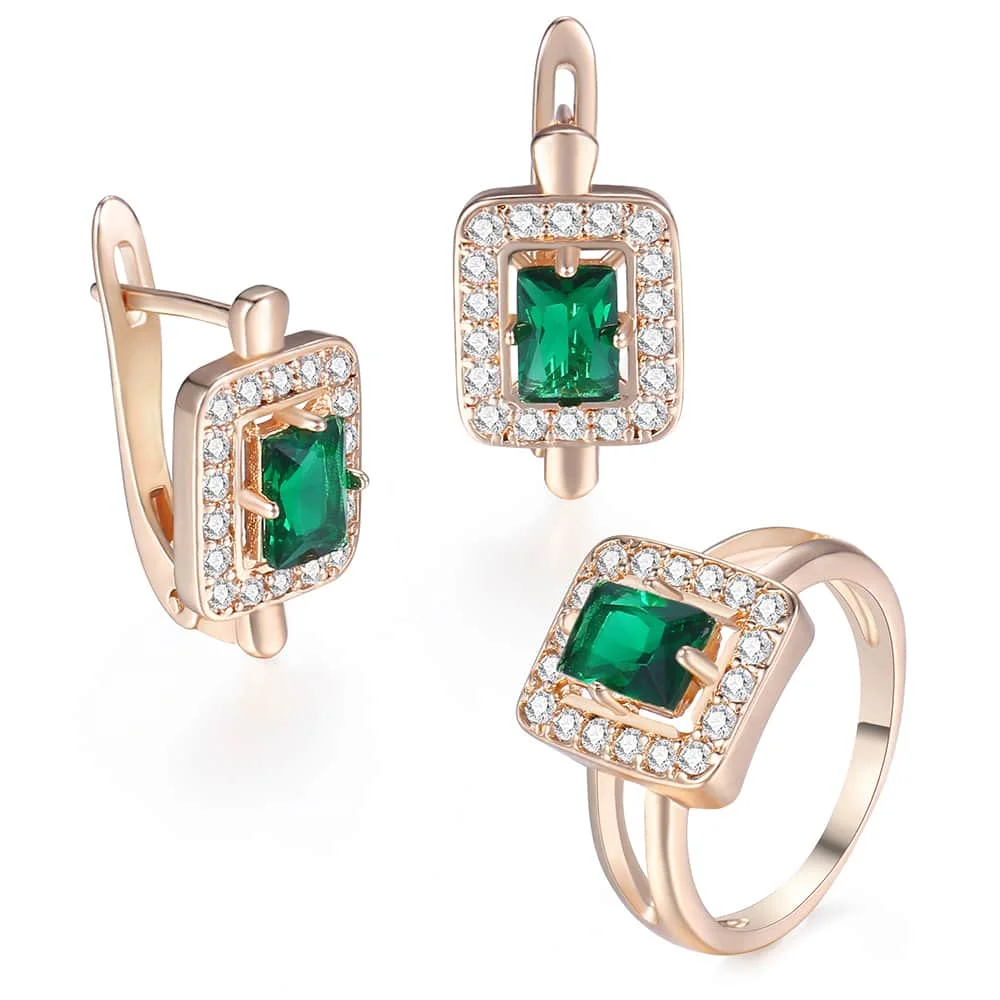 Серьги гвоздики Davieslee с кольцом для женщин комплекты украшений из розового