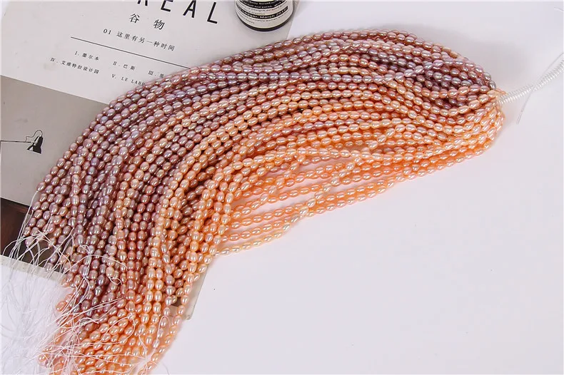 

Freshwater Pearl necklace Rice shape with Size 5-6mm loose pearl strands for DIY jewelry