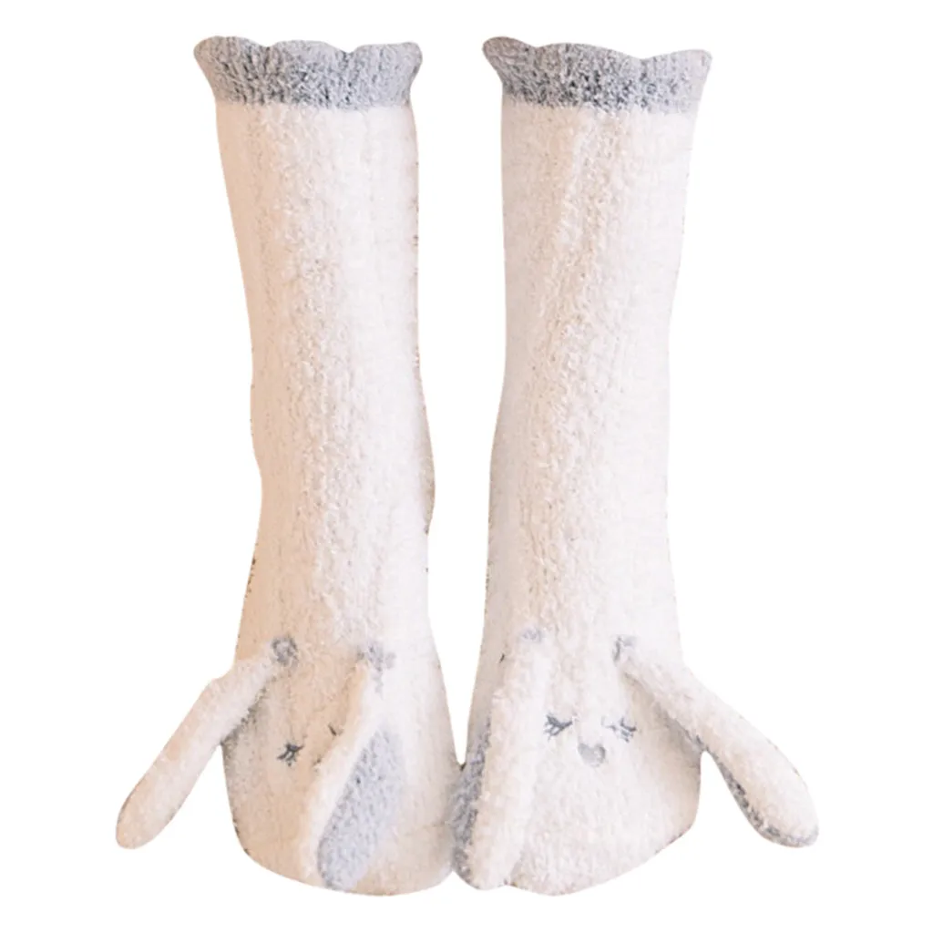 

Cartoon Velvet Female Socks Winter Warm Sleep Towel Floor Ladies Socks Coral Velvet Thickening Anti-slip Fashion Girl Stockings