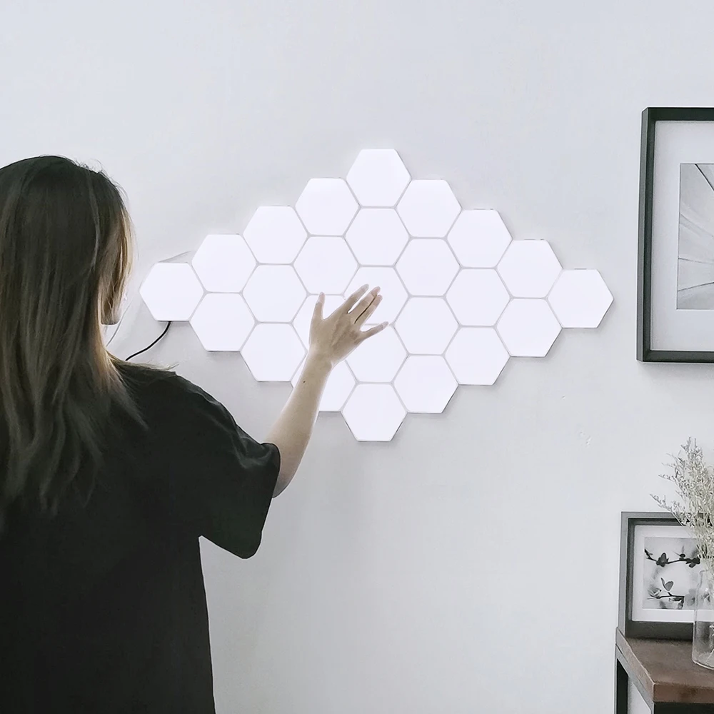 

Современные светодиодсветодиодный ночники, шестигранная Сенсорная лампа, чувствительная Ночная лампа для гостиной, спальни, квантовые мод...