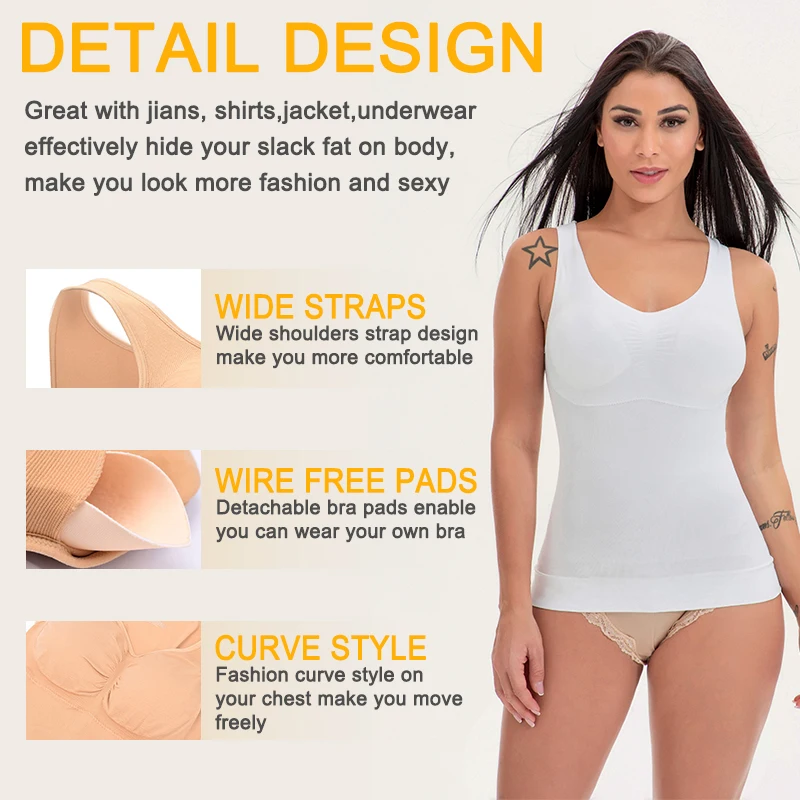 Cami Shaper Slim Up Lift размера плюс бюстгальтер Cami майка Топ для женщин Корректирующее белье съемное Корректирующее белье жилет для похудения корсет Корректирующее белье