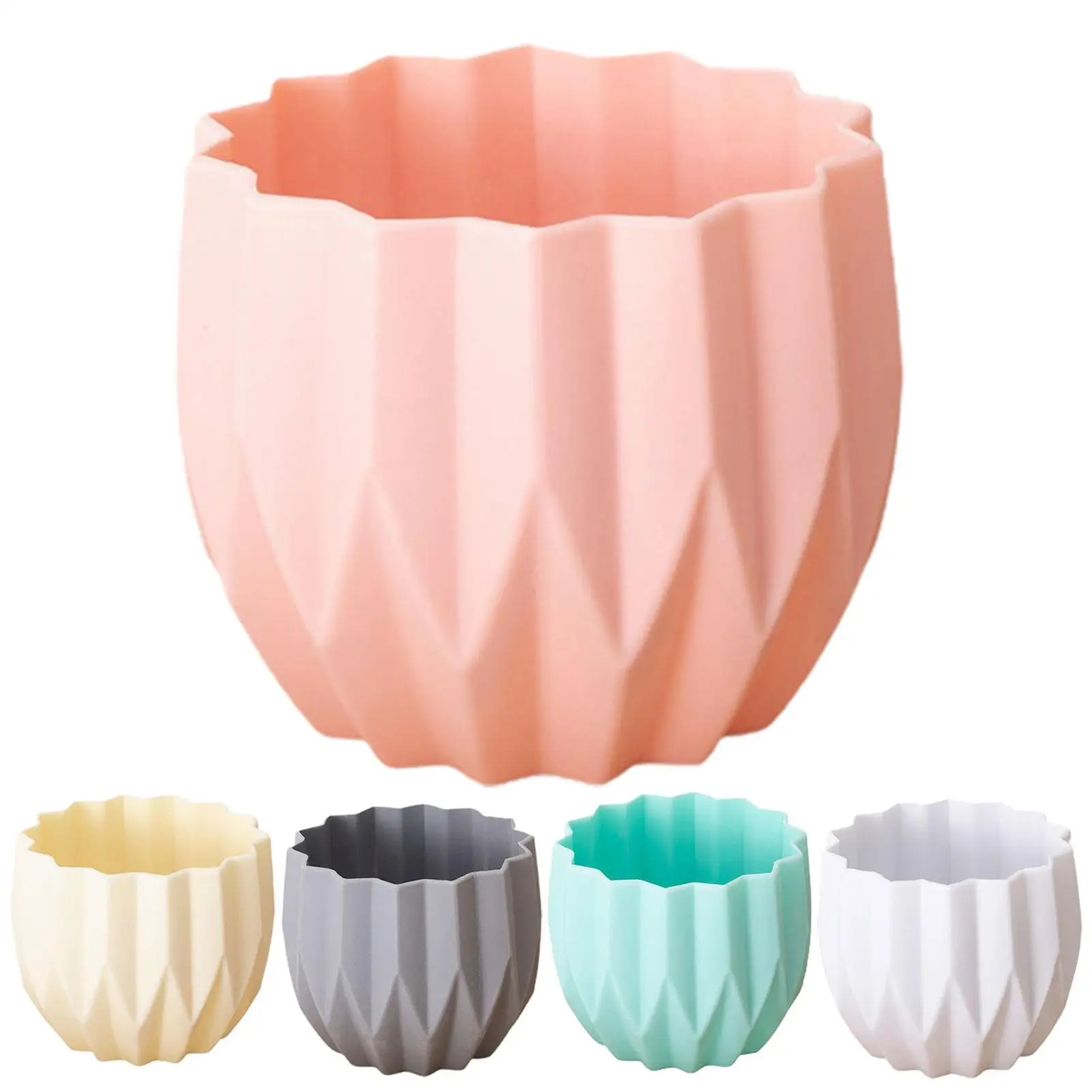 

Nordic Style Striped Plastic Faux Ceramics Flower Pot for Home Decor