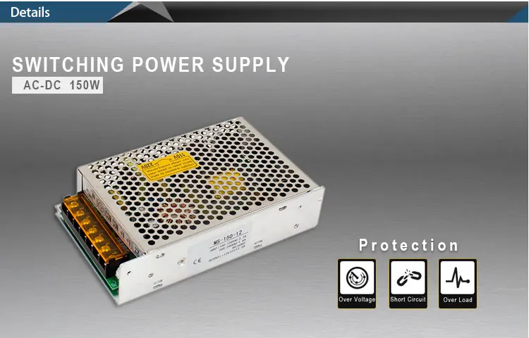 Ac dc мини размер MS-150W CE одобренный 5В 12В 15В 24В, импульсный источник питания с одним выходом