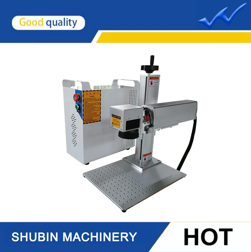 

20W 30W Metal Nameplate Fiber Laser Marking Machine with rotary axis