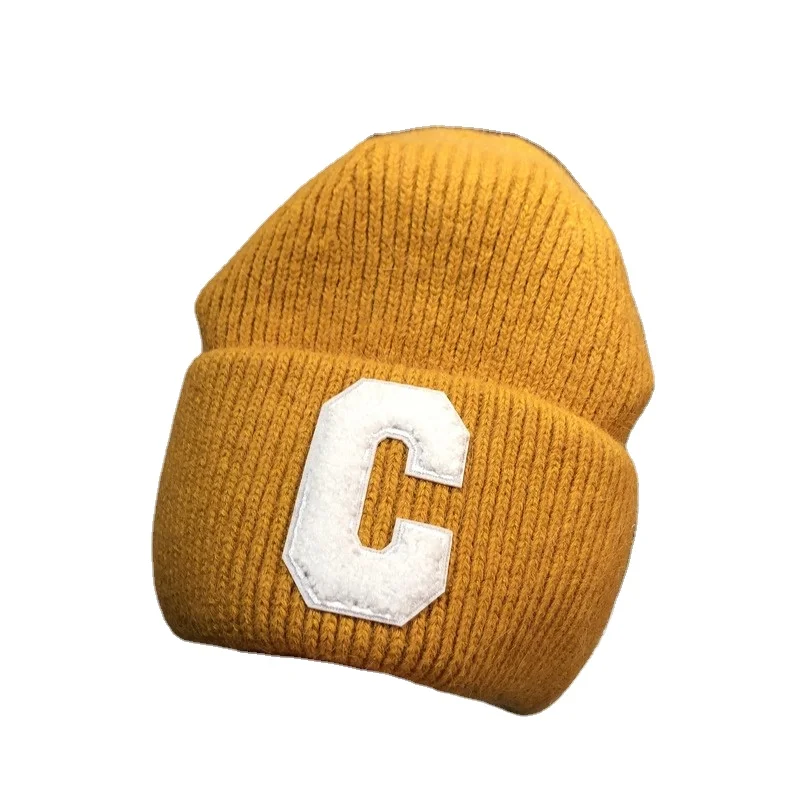 

Rabbit hair long fold C word knitted hat fashion South Korea autumn winter outdoor warm earcover wool hat sleeve hat