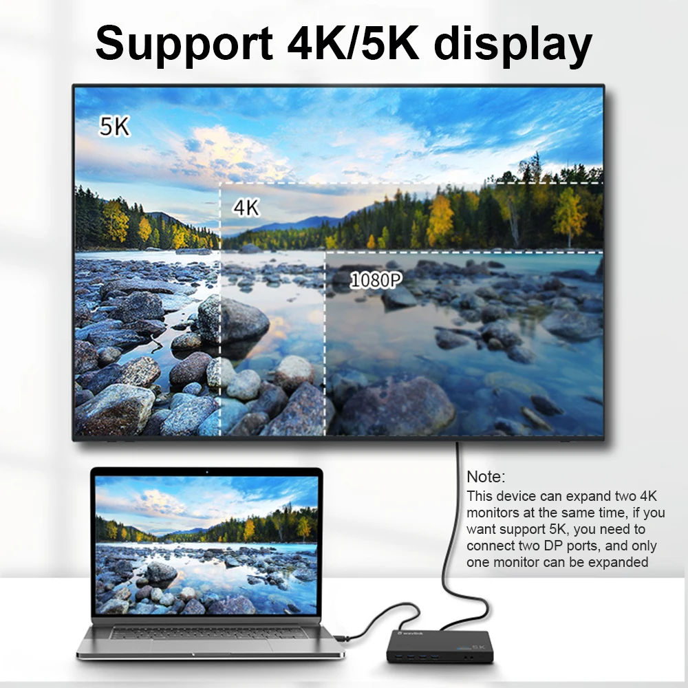 Универсальная док станция Wavlink USB 3 0 Двойная 4K Ultra DP Gen1 Type C Gigabit Ethernet с зеркальным