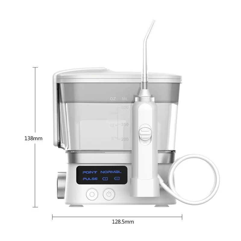 

600ml Water Flosser Rechargeable Oral Irrigator 2 Jet Tips 600ml Dental Water Flosser With 10-degree For Teeth Cleaning