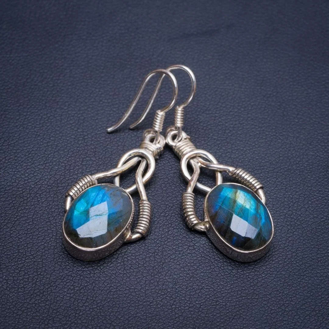 Серьги из стерлингового серебра 925 пробы с натуральным голубым огнем и