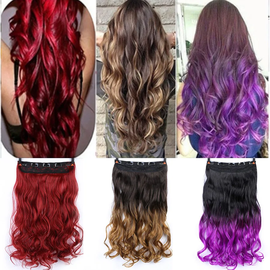 Модные высококачественные 24 дюймовые синтетические накладные волосы на клипсе