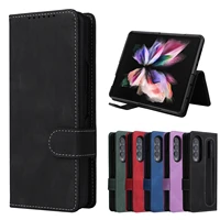 2 in1 detachable leather phone case for samsung galaxy z fold 3 5g luruxy flip wallet magnetic protective cover with pen slot