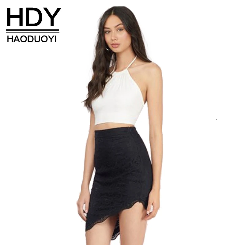 Женская кружевная мини юбка HDY Haoduoyi летняя ассиметричная с вырезом 2020|lace skirt|mini