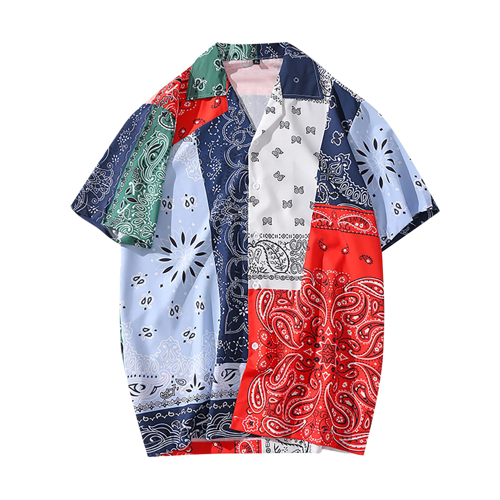 Мужская модная рубашка Гавайские костюмы в стиле хип хоп летние однобортные с